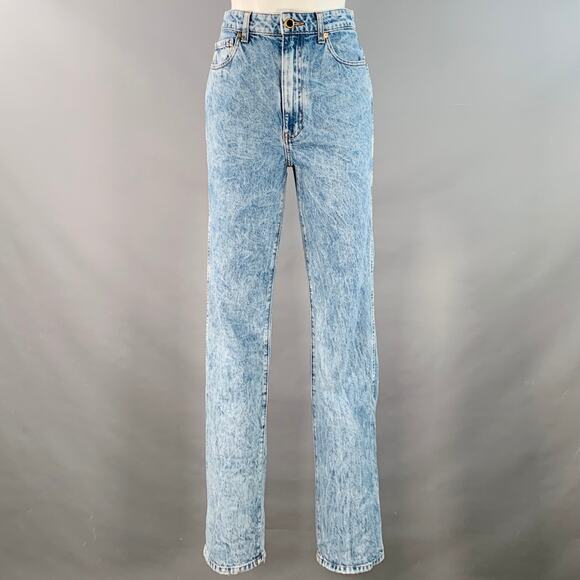 KHAITE Size 27 Danielle Blue Cotton Washed High Waisted Straight Jeans - Picture 1 of 5